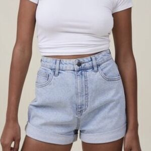 Cotton:On Womens High Rise Stretch Denim Jeans Shorts sz 6